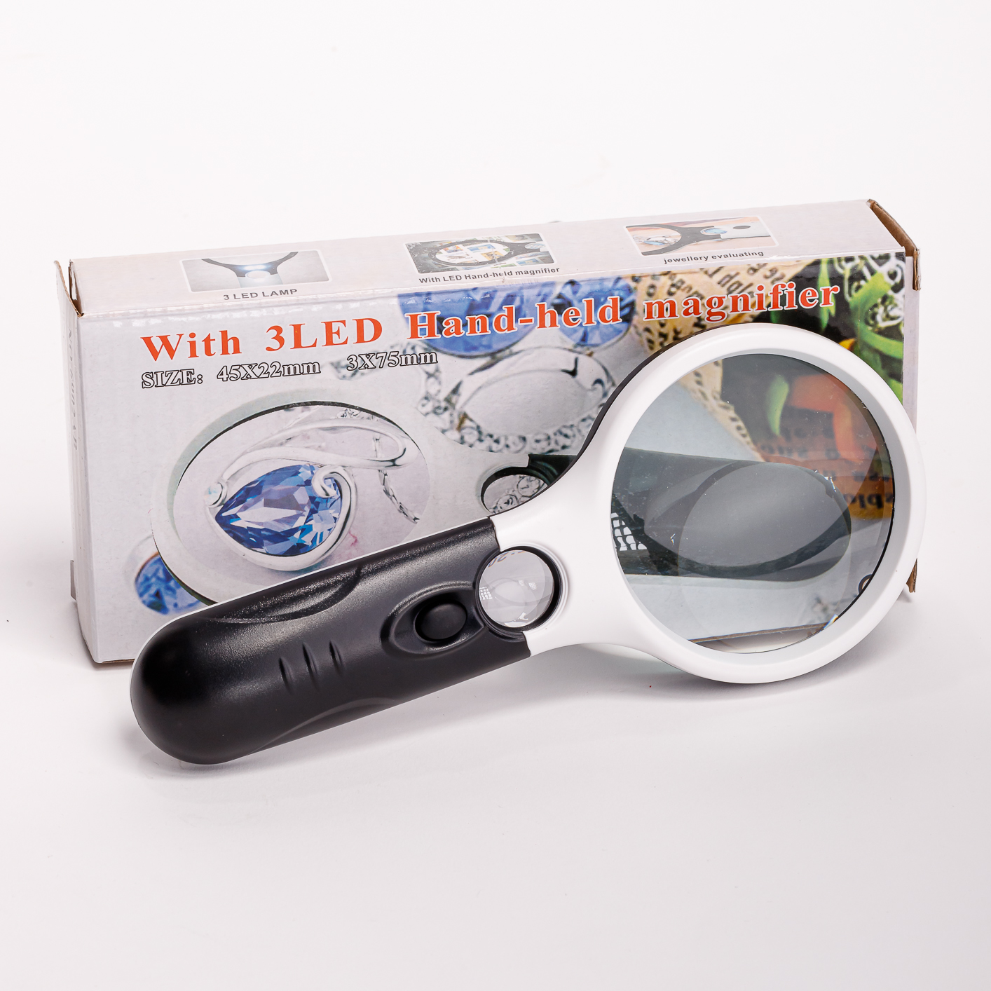 Rechargeable Hand-held/Standing Magnifying Glass With 9 LED Light