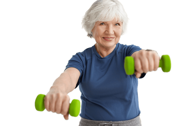 people-age-energy-strength-wellbeing-concept-adorable-smiling-woman-pensioner-wearing-t-shirt-doing-physical-exercises-morning-using-pair-green-dumbbells-selective-focus