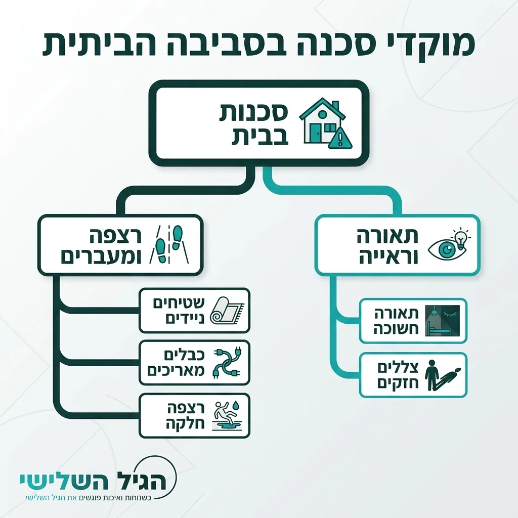 אינפוגרפיקה — מוקדי סכנה בסביבה הביתית: סכנות בבית